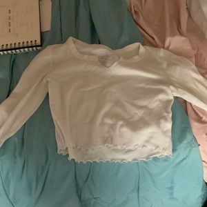 white ruffled shirt